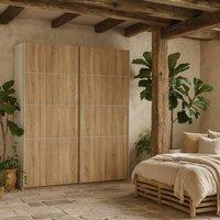 Wyld Haus Bordeaux 180cm Natural Oak Double Sliding Door Wardrobe 5 Shelves