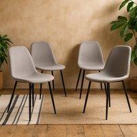 Wyld Haus Venice Set of 4 Light Grey Fabric Dining Chairs with Black Steel Legs
