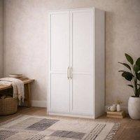Wyld Haus Kahs White 2 Door Wooden Wardrobe Brushed Brass Handles