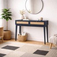 Wyld Haus Waterford Blue Oak & Woven Rattan Dressing Table 2 Drawers