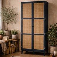 Wyld Haus Waterford Blue Oak & Rattan 2 Door Wardrobe