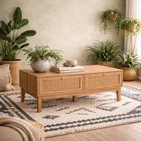 Wyld Haus Waterford Oak & Rattan Coffee Table 2 Drawers in Natural