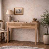Wyld Haus Waterford Oak & Rattan Dressing Table 2 Drawers in Natural