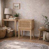 Wyld Haus Waterford Oak & Rattan Bedside Table 1 Door in Natural