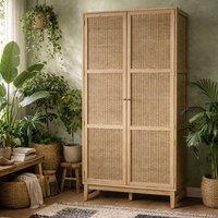 Wyld Haus Waterford Oak & Rattan 2 Door Wardrobe in Natural
