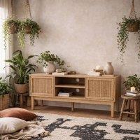 Wyld Haus Waterford Oak & Rattan TV Unit 2 Doors in Natural