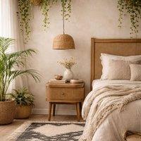 Wyld Haus Pasadena Natural Wood & Rattan Bedside Table 1 Drawer