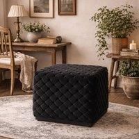 Wyld Haus Parker Small Black Diamond Tufted Square Pouffe