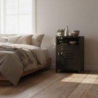 Wyld Haus Sassafras Industrial Black Metal Bedside Cabinet 1 Door