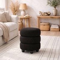 Wyld Haus Antipodes Black Chenille Round 3 Tier Pouffe