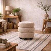 Wyld Haus Antipodes Cream Chenille Round 3 Tier Pouffe