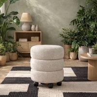 Wyld Haus Antipodes Ivory Chenille Round 3 Tier Pouffe
