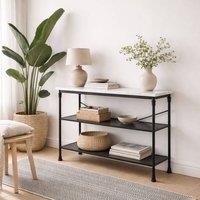 Wyld Haus Lola Marble Effect Console Table 2 Shelves in Black