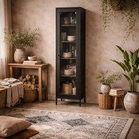 Wyld Haus Frank Black Steel Cabinet with Glass Door 4 Shelves