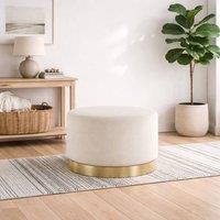 Wyld Haus Kalua Large Cream Velvet Stool Brushed Gold Base