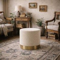 Wyld Haus Kalua Small Cream Velvet Stool Brushed Gold Base