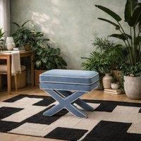 Wyld Haus Theodor Ice Blue Velvet Stool X Cross Legs