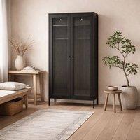 Wyld Haus Sattek Black Metal 2 Door Wardrobe with Reeded Glass
