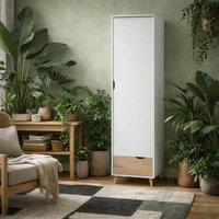 Wyld Haus Skerries 1 Door Wardrobe Matt White with Natural Oak Drawer Front