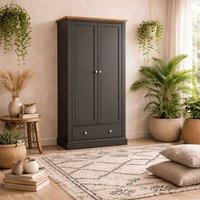 Wyld Haus Ardee Dark Grey & Natural Oak 2 Door Wardrobe with Drawer