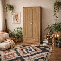 Wyld Haus Ardee Natural Oak 2 Door Wardrobe with Drawer