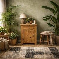 Wyld Haus Tralee Pine Bedside Cabinet 1 Drawer 1 Door Brown
