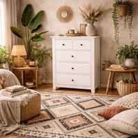 Wyld Haus Tralee White Washed Pine 3+2 Drawer Chest Solid Wood Storage