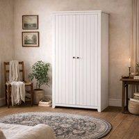 Wyld Haus Tralee Panelled White Washed Pine 2 Door Wardrobe
