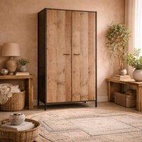 Wyld Haus Lucan Distressed Oak Effect 2 Door Wardrobe in Natural