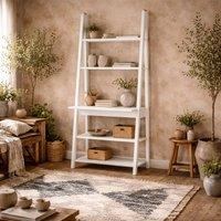 Wyld Haus Athy White Wooden Ladder Desk with 3 Open Shelves