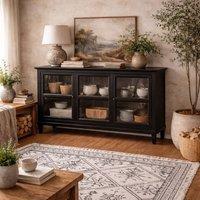 Wyld Haus Honley Black 3 Glass Door Sideboard