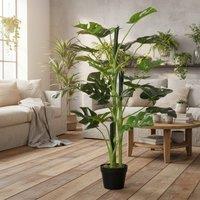 Wyld Haus Doka Large Artificial Monstera Style Tree 21 Leaves in Decorative Pot in Green
