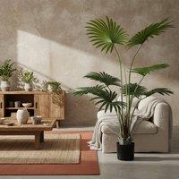 Wyld Haus Raravere 145cm Artificial Palm Tree with Natural Trunk Detail in Pot in Green