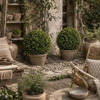 Wyld Haus Set of 2 Artificial Boxwood Topiary Balls with Ground Stakes 40cm in Green