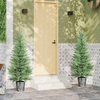 Wyld Haus Reno Set of 2 Artificial Cypress Trees with Decorative Pots 135 cm in Green