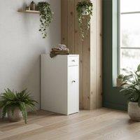 Wyld Haus Ninemi Narrow White Bathroom Floor Storage Cabinet with Drawers