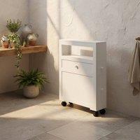 Wyld Haus Minbalu Narrow Rolling Bathroom Storage Unit 2 Drawers Wheels in White