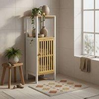 Wyld Haus Liba Retro Bamboo Style Bathroom Storage Cabinet White & Natural