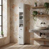 Wyld Haus Pabaha Tall Slim Bathroom Storage Cabinet Light Grey