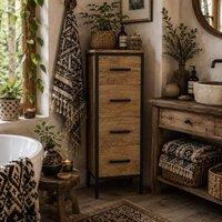 Wyld Haus Nita Narrow 4 Drawer Bathroom Cabinet Oak Effect in Light Oak