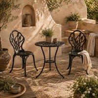 Wyld Haus Malutte 3 Piece Aluminium Floral Bistro Set in Black