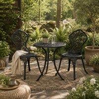 Wyld Haus Kanesu 3 Piece Antique Black Aluminium Bistro Set