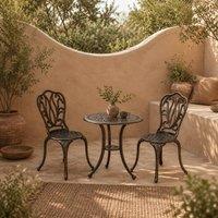 Wyld Haus Niso 3 Piece Bronze Tone Aluminium Bistro Set with Parasol Hole