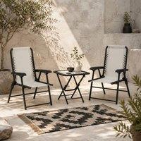 Wyld Haus Diroke 3 Piece Folding Bistro Set Cream White & Black
