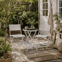 Wyld Haus Lafiyo White 3 Piece Outdoor Bistro Set with Folding Chairs