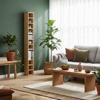 Wyld Haus Yoel Oak Tone Tall Narrow CD Storage Tower in Light Oak