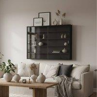 Wyld Haus Velura Black Wood & Glass 5 Tier Wall Display Cabinet 60 x 80 cm
