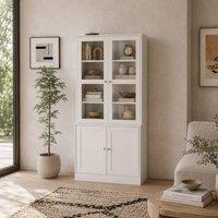 Wyld Haus Salu White Glass Front Display Cabinet 76W x 40D x 178.5H cm