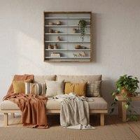 Wyld Haus Yovere Rustic Brown Wood & Glass 6 Tier Wall Mount Display Cabinet