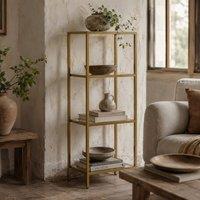 Wyld Haus Nopatti Gold Tone 4 Tier Metal & Glass Vertical Shelving Unit